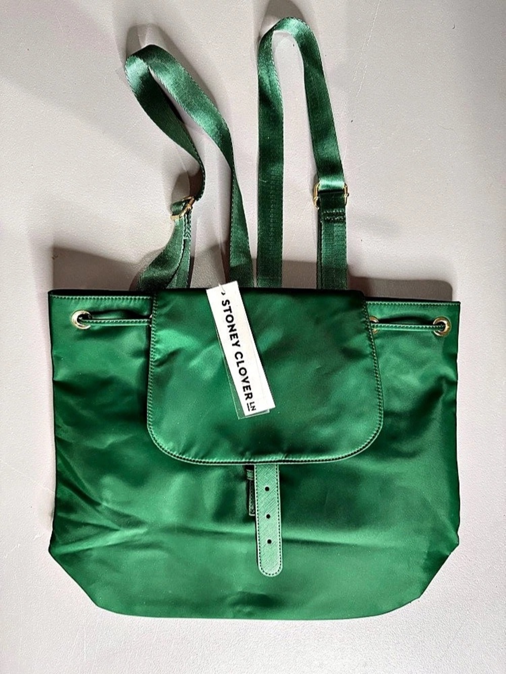 Stone Clover Lane Emerald Nylon Flap Backpack NWT